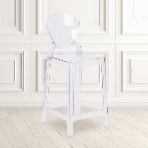 Emma And Oliver Ghost Counter Stool With Tear Back In Transparent Crystal