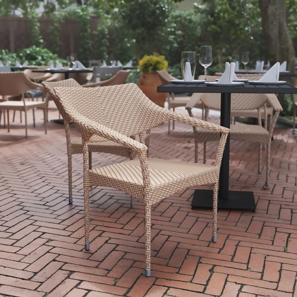 All Weather Commercial Grade PE Rattan Stacking Patio Chairs