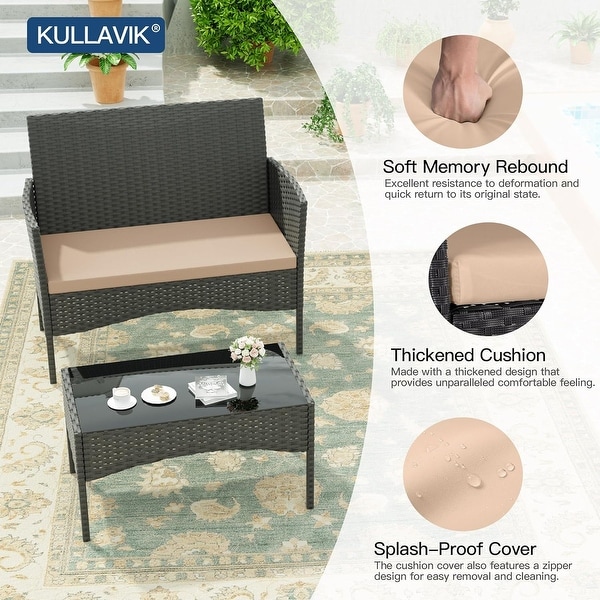 4Piece Conversation Furniture Set,Patio Dining Table and Chair Set