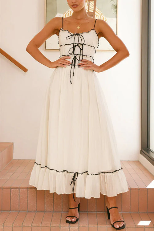 Spaghetti Strap Tie Bow Maxi DressClistos