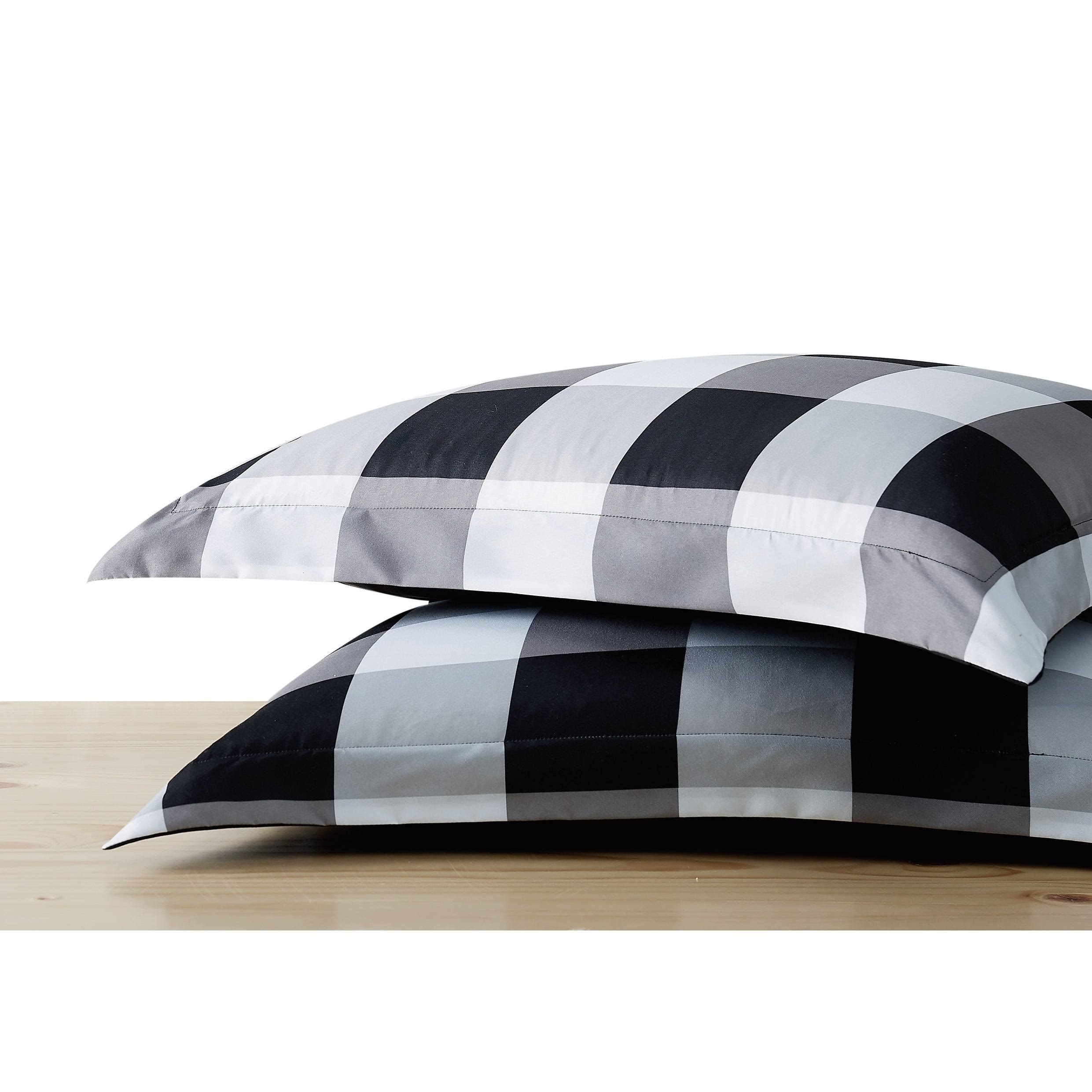 Truly Soft Everyday King Buffalo Plaid Duvet Cover Set Khaki/White
