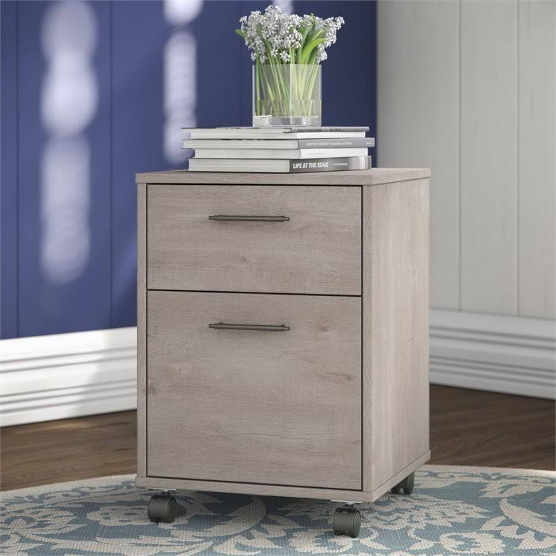 Scranton u0026 Co 2 Drawer Mobile Pedestal in Washed Gray - SC-1453746