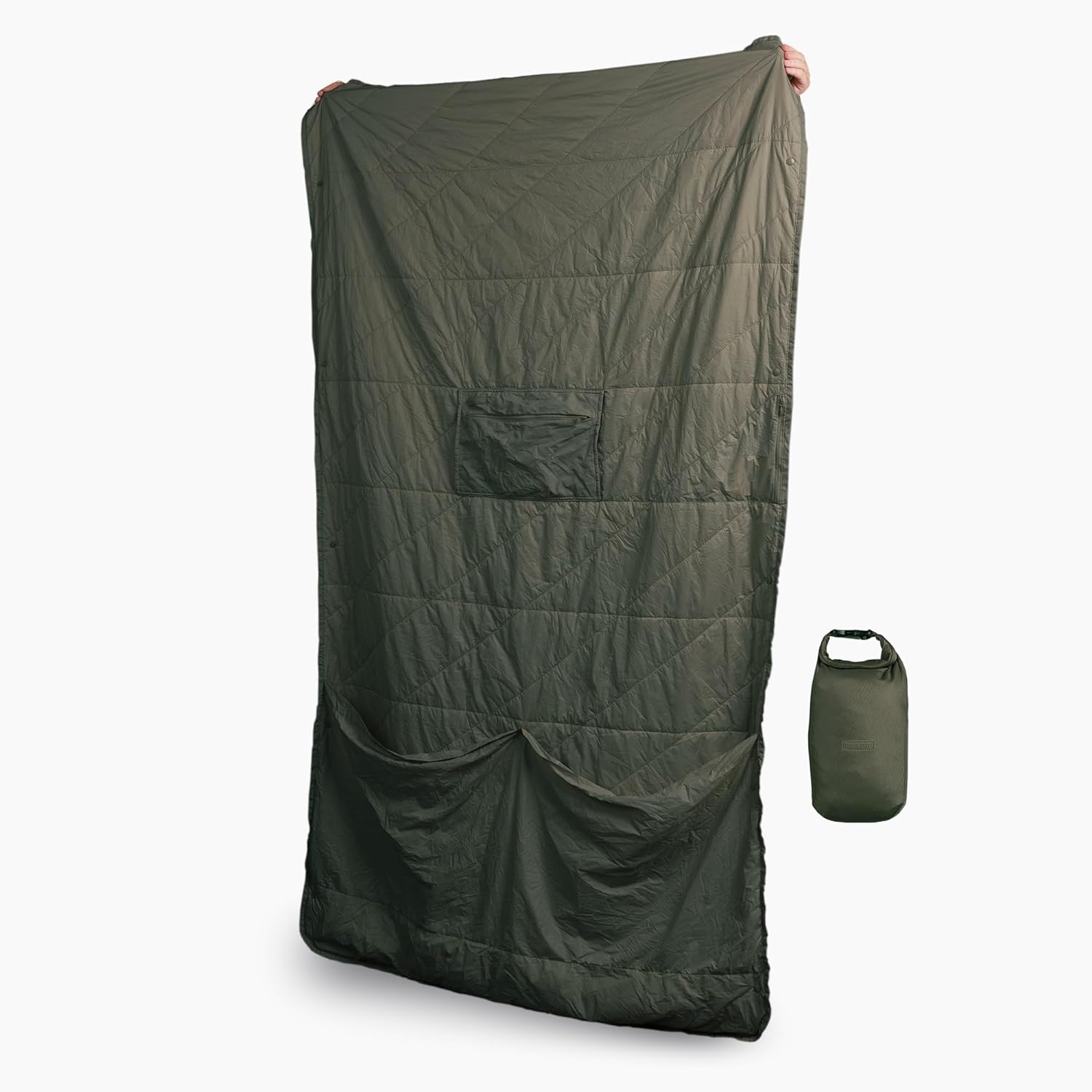 Layover Ultra-Compact Packable Down Blanket for Travel & Camping - Lightweight, Warm Travel Blanket Airplane, Car Blanket, Camping Blankets for Cold Weather - Includes Carrying Pouch (Blue)