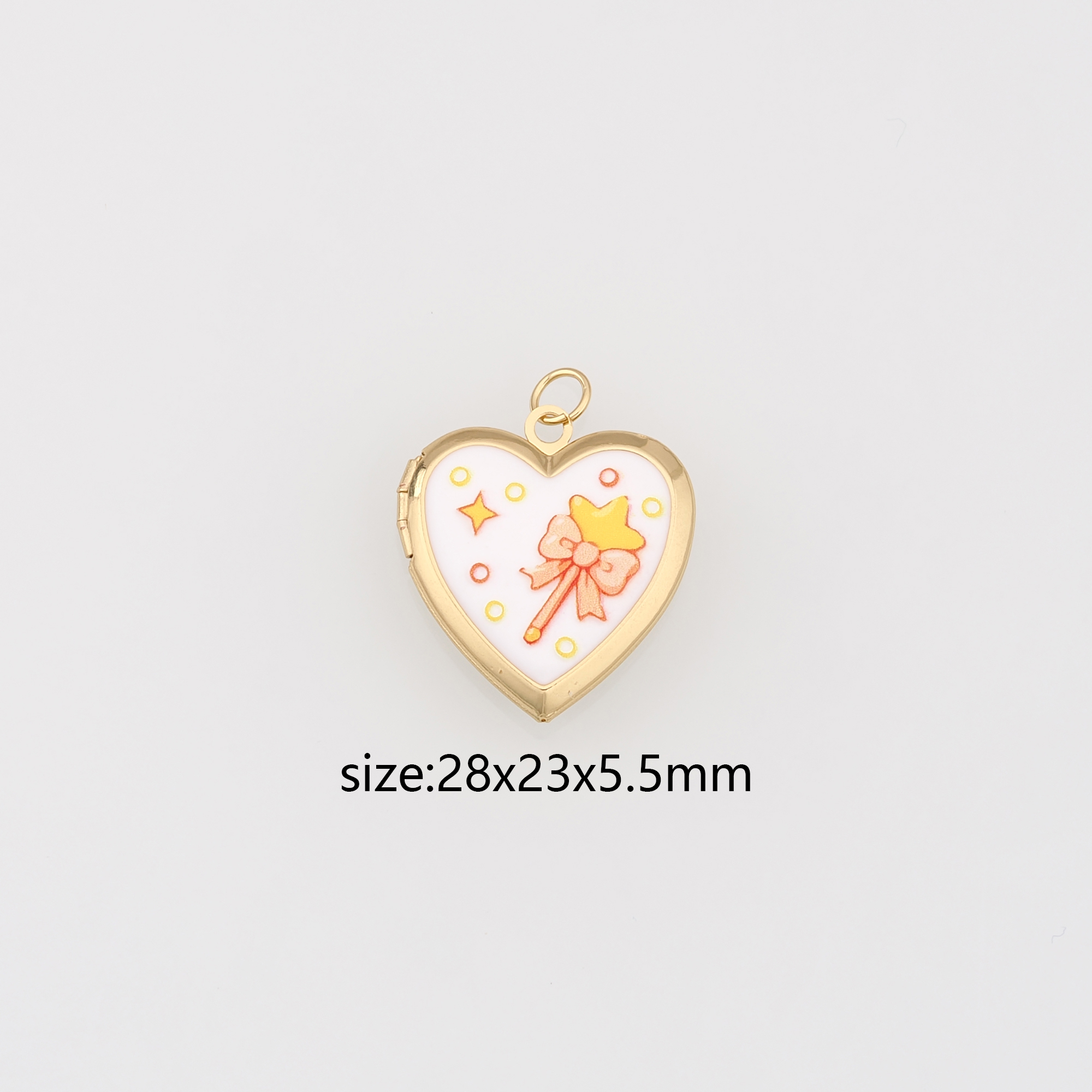 18K Gold Filled Heart Pendant,Enamel Openable Heart Charm Earrings Necklace for DIY Jewelry Making Supply