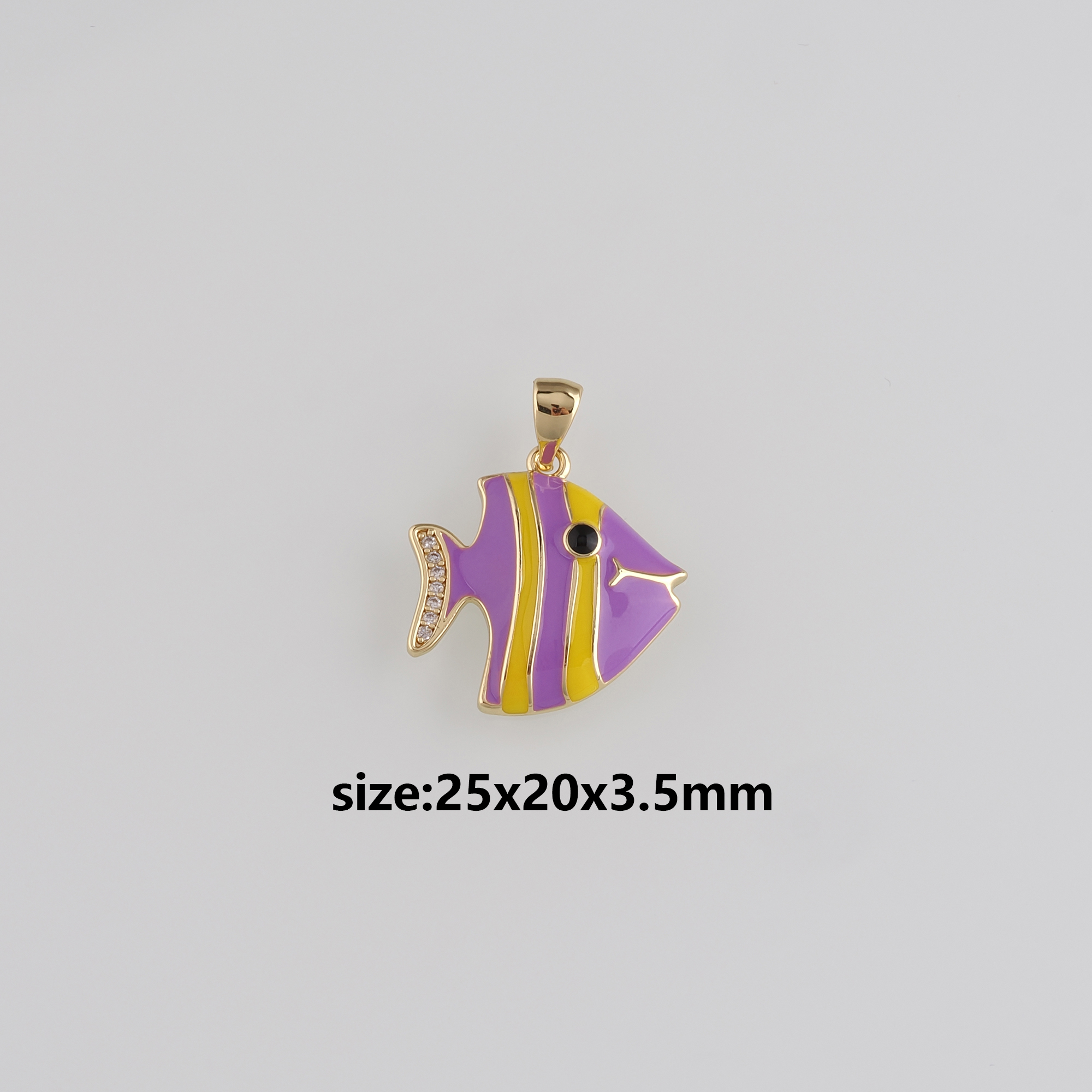 18K Gold Filled Fish Pendant,Enamel Fish Charm Earrings Necklace for DIY Jewelry Making Supply