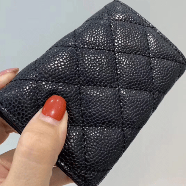 Chanel Classic Tri-Fold Wallet Black Caviar Gold Hardware 4.3 Inches