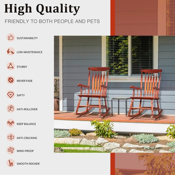Single Solid Wood Patio Rocking Chair