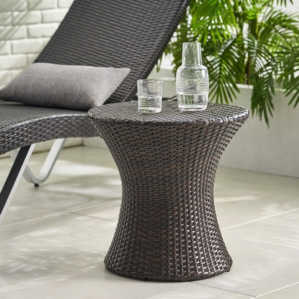 Outdoor Wicker Hourglass Side Table not Glass Top for Garden and Balcony or Living Room