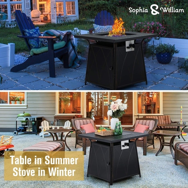 MAISON ARTS 5Piece Patio Conversation Set with 28'' Gas Fire Pit Table