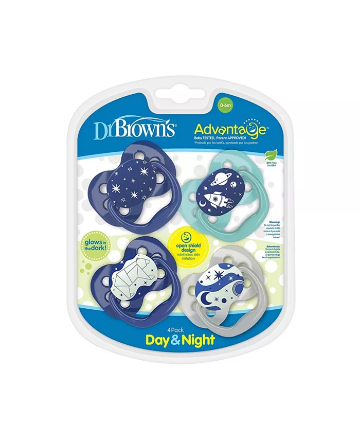 Dr. Browns Advantage Symmetrical Pacifier, Blue, 4 Pack, 0-6m