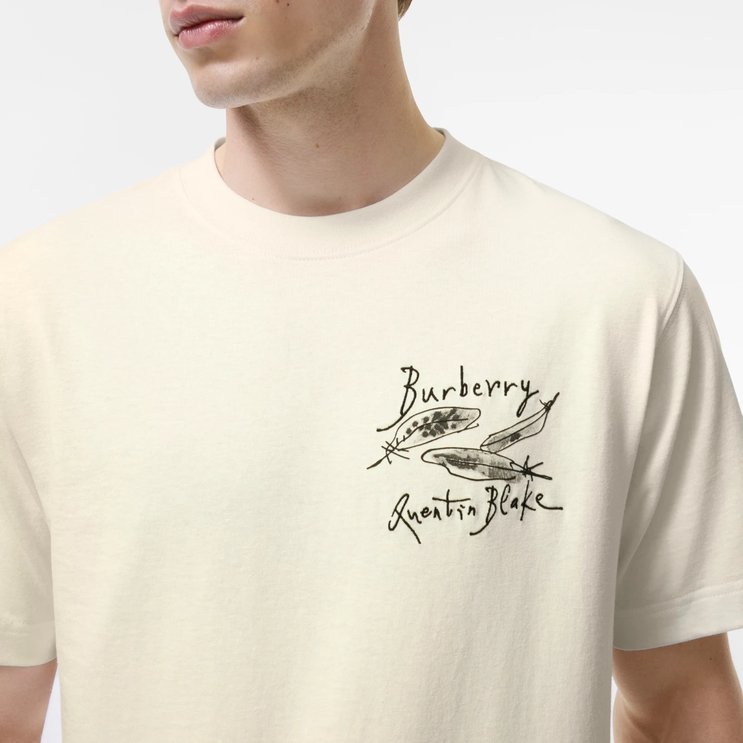 BURBERRY Feather Print Cotton T-shirt