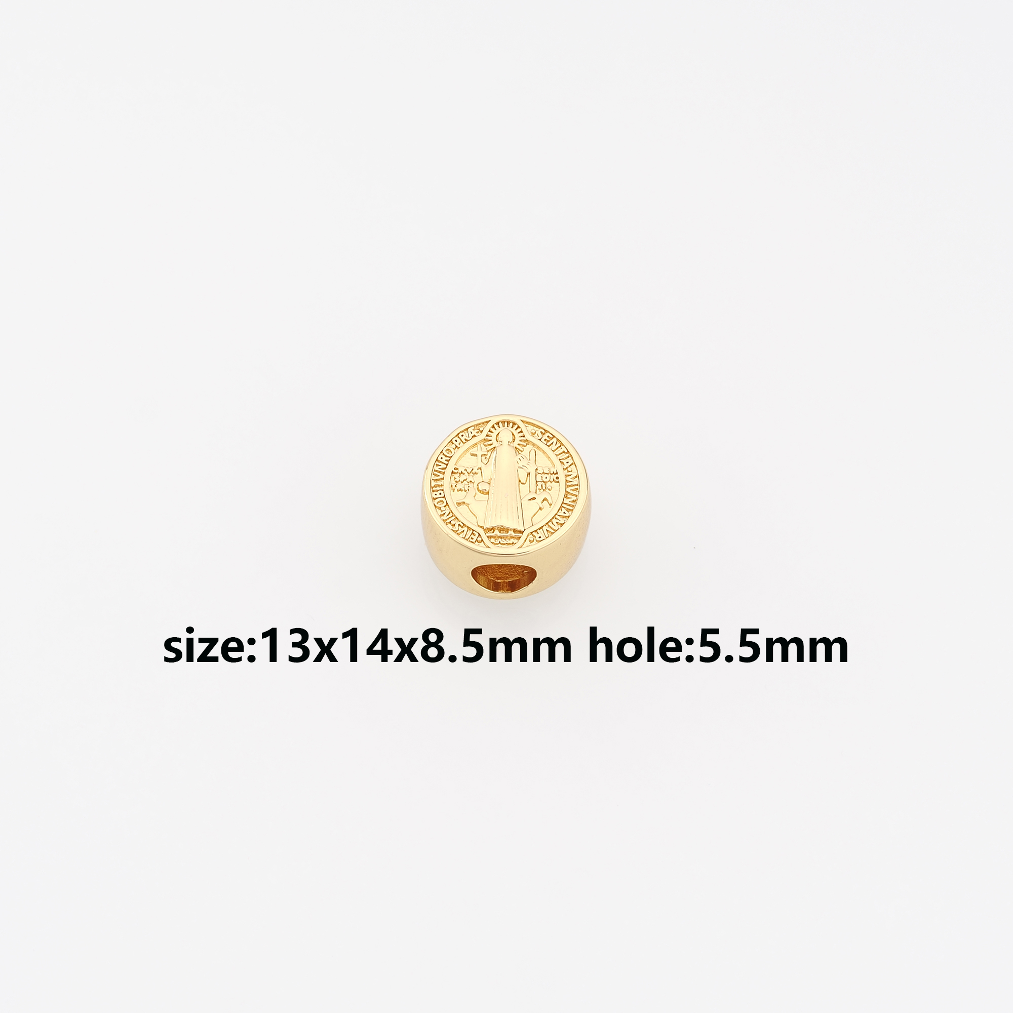 18K Gold Filled Benedict Spacer Beads,Religious Charm,Benedict Bead for Bracelet Jewelry Necklace Making Supply