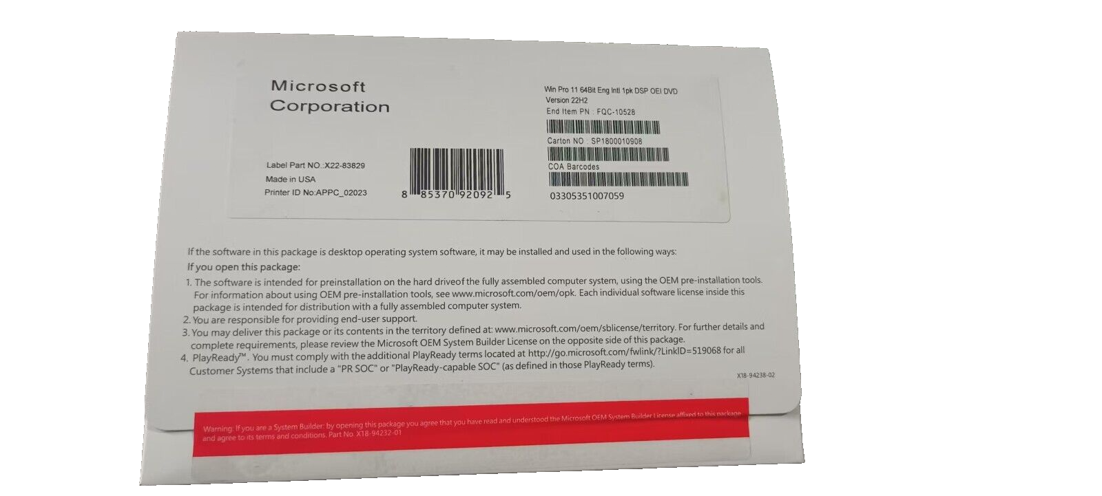 Microsoft Windows 11 Pro 64 bit DVD Pack