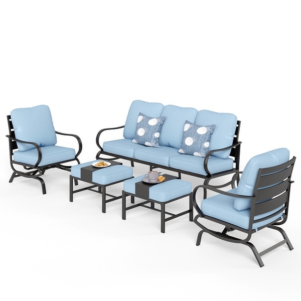 MAISON ARTS 5/7Seat Patio Conversation Set,Sofa Set with 2 x Single Sofa Chairs,1 x 3seater Sofa and Coffee Table/Ottomans