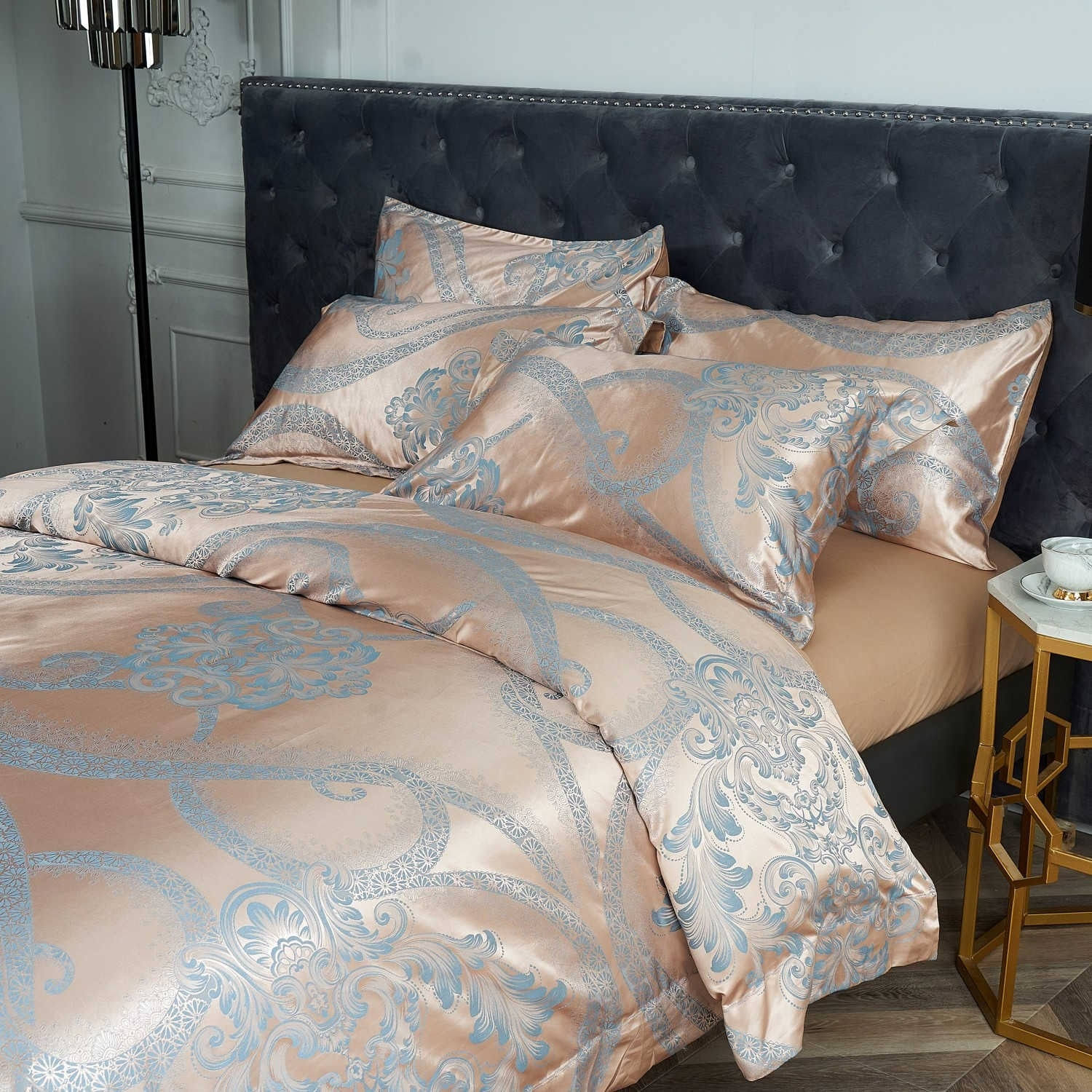 DM803K | King Size Duvet Cover Set Jacquard Top u0026 100% Cotton Inside