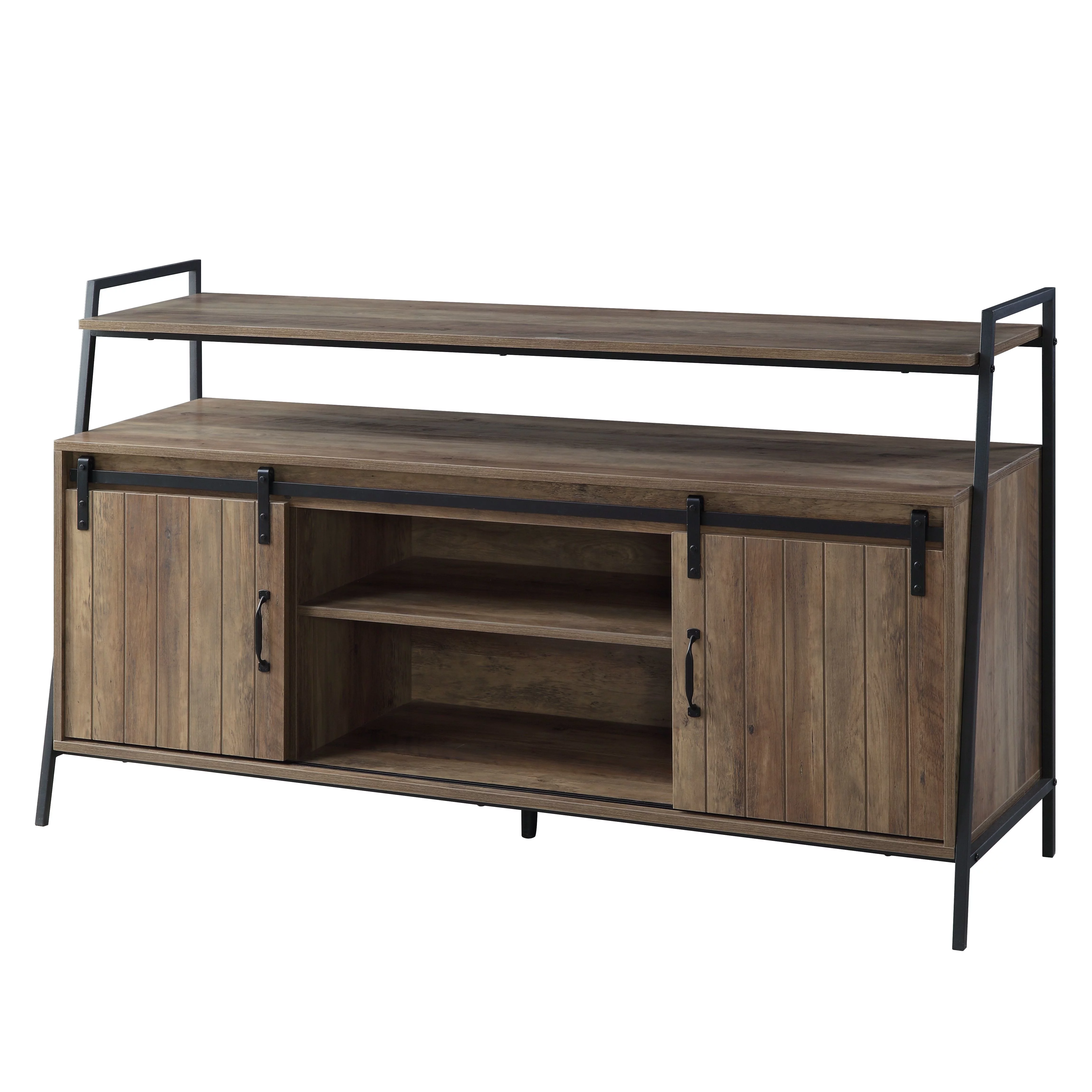 ikayaa Rashawn TV Stand , Rustic Oak & Black Finish