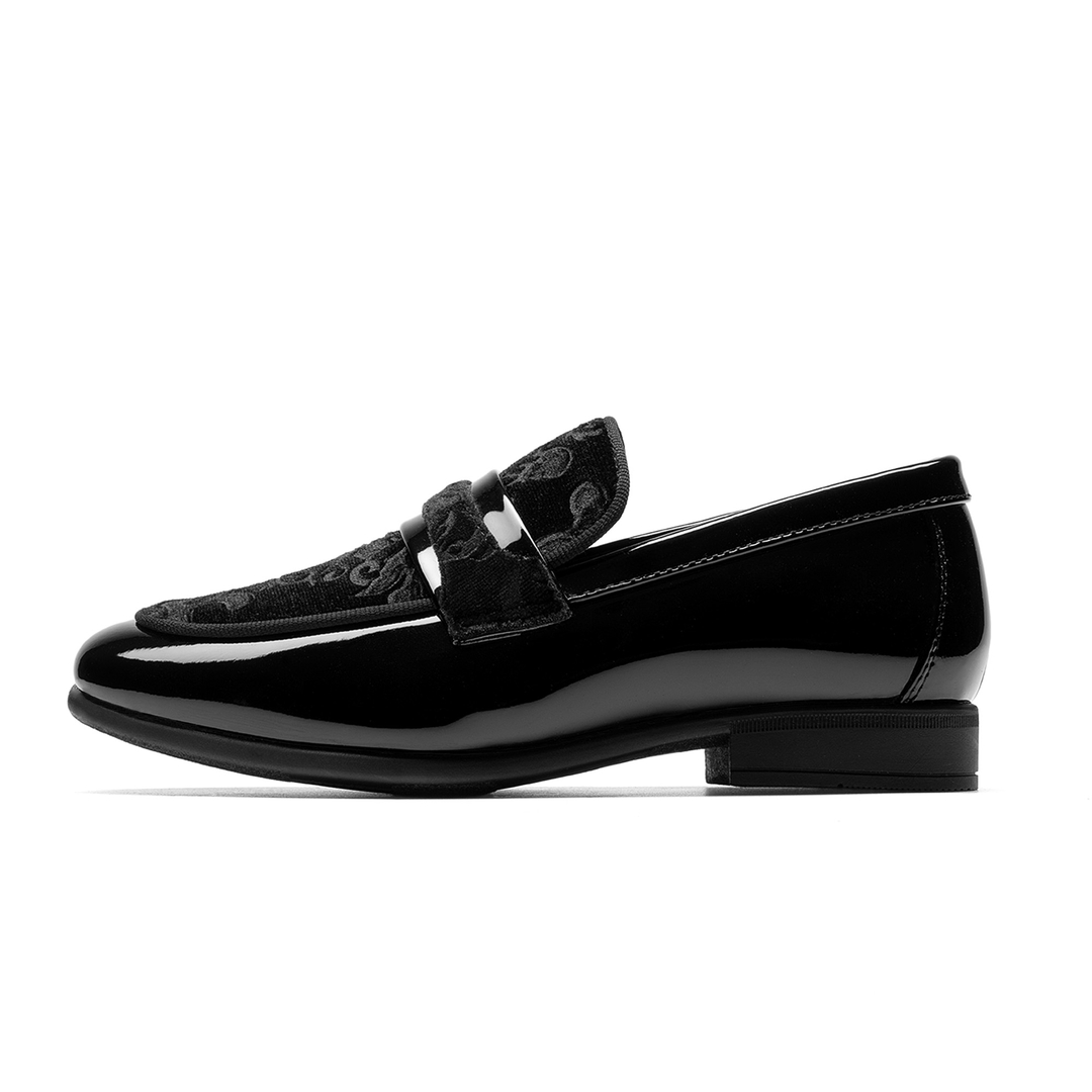 Boy's Tuxedo Patent Classic Velvet Loafers