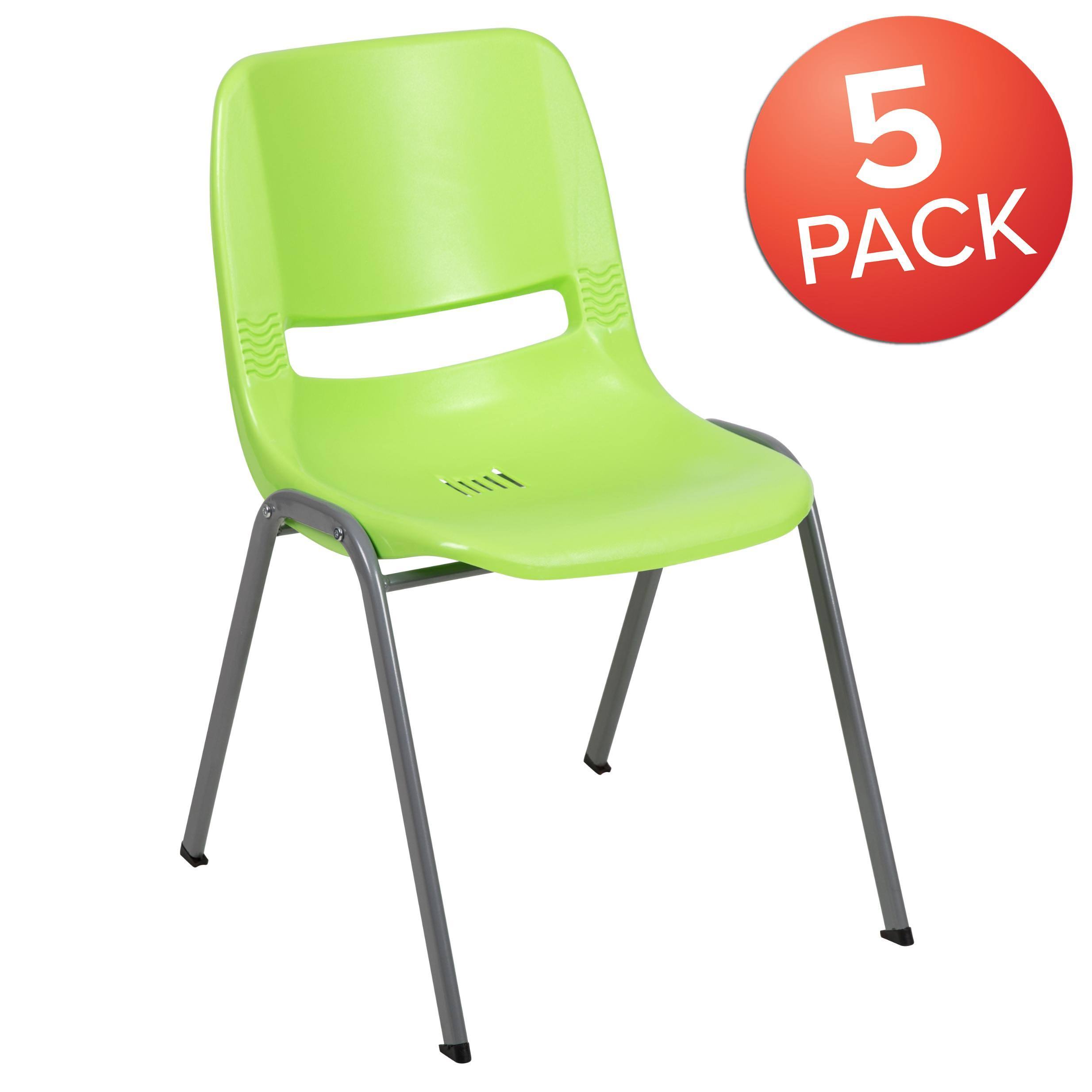 Flash Furniture HERCULES - Chair - ergonomic - mid-back - plastic, 18 gauge powder-coated steel - black (pack of 5)