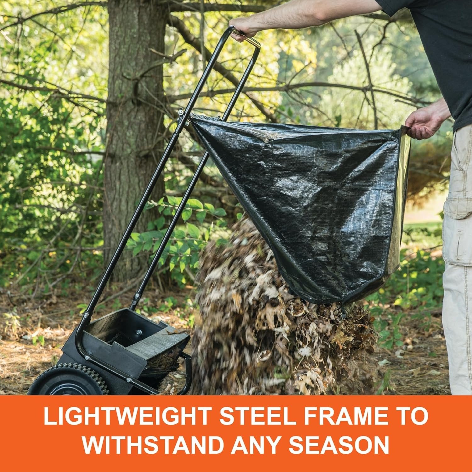26′′ Push Behind Lawn Sweeper, 7 cu. ft Hopper Bag Capacity; Leaf & Grass Catcher, with Adjustable