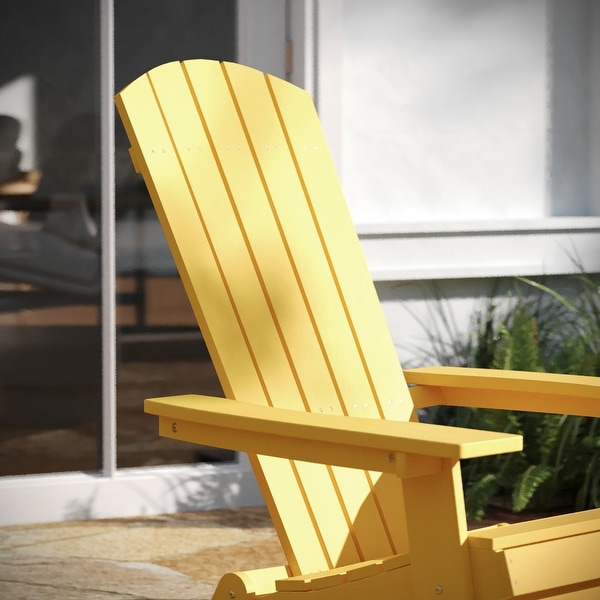Set of 2 AllWeather Modern Wide Slat Back Poly Resin Adirondack Chairs