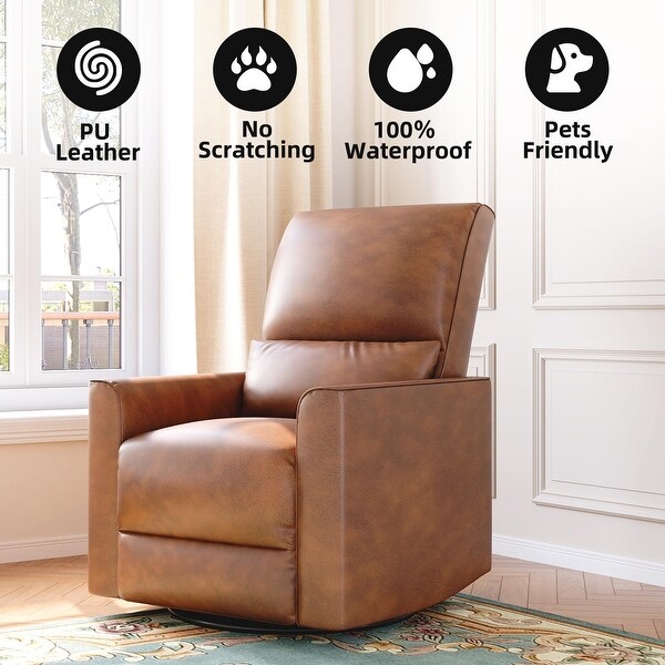Recliner Chair Swivel Glider,Glider Rocking Chair,Upholstered Leather Sofa
