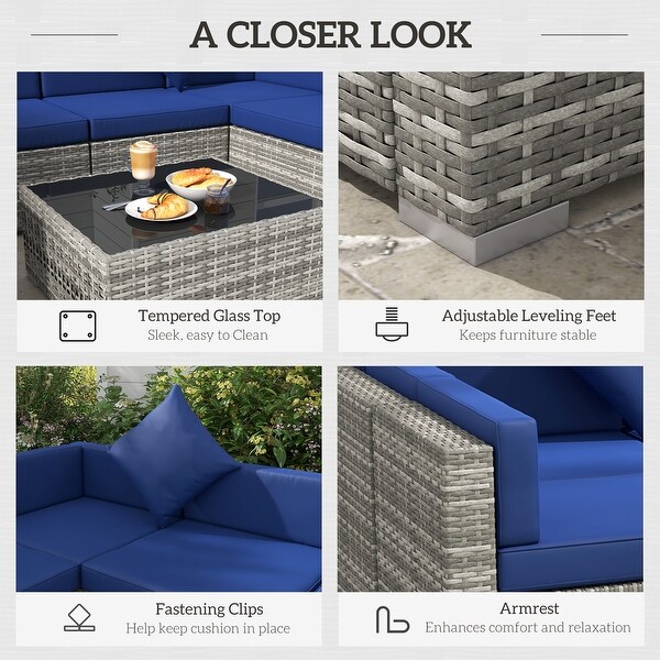 Siara 7piece Rattan Wicker Sectional Patio Set by Havenside Home