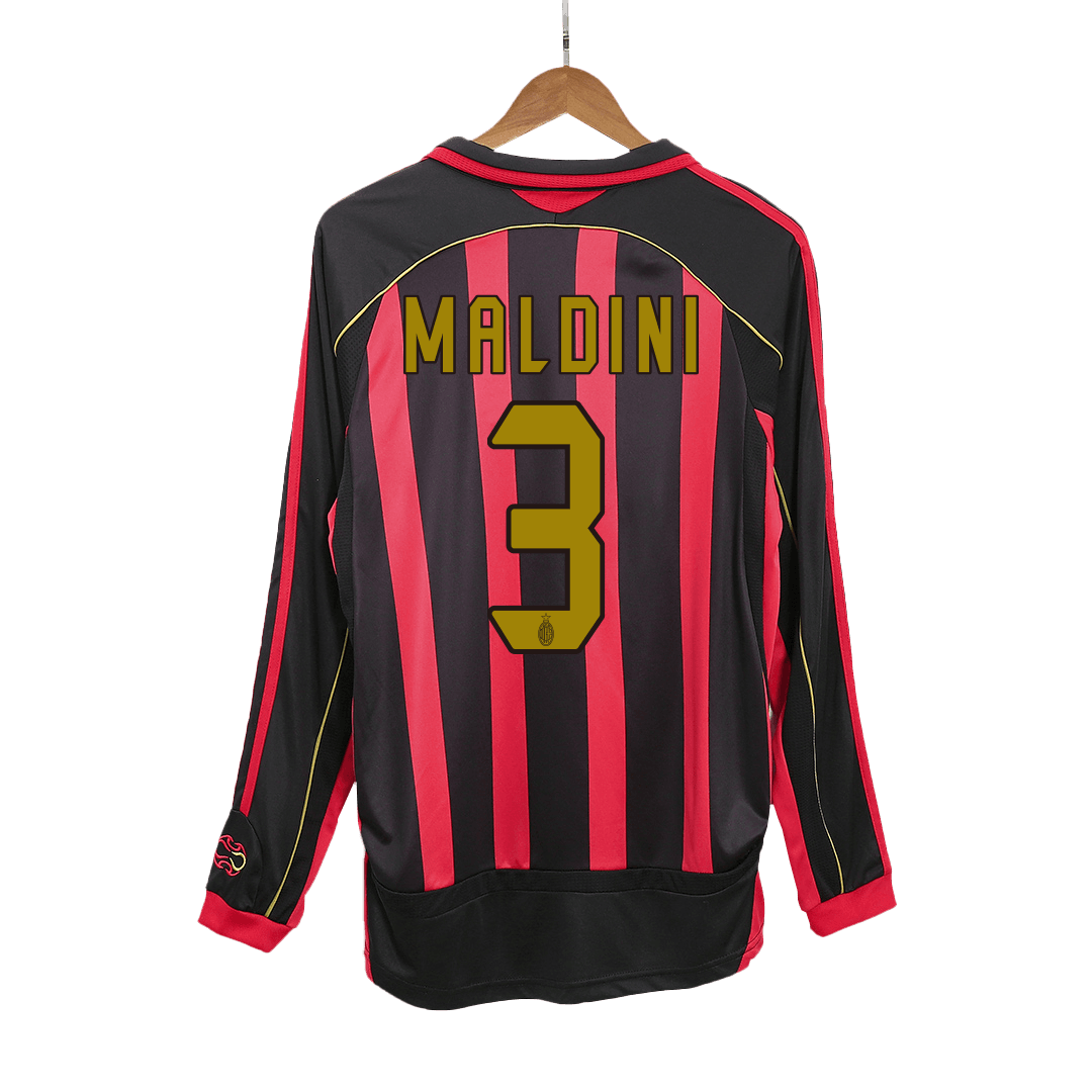 Retro Soccer Jersey MALDINI #3 AC Milan Home Long Sleeve 2006/07