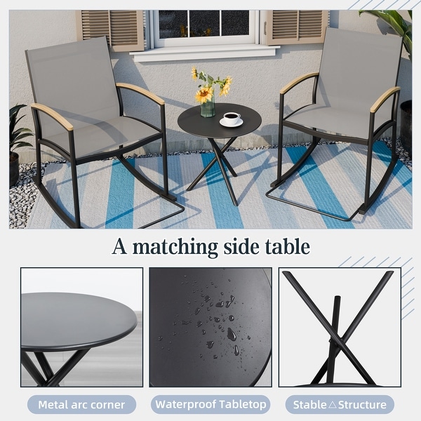 Futzca 3Piece Patio Bistro Sets,Two Chairs with Coffee Table