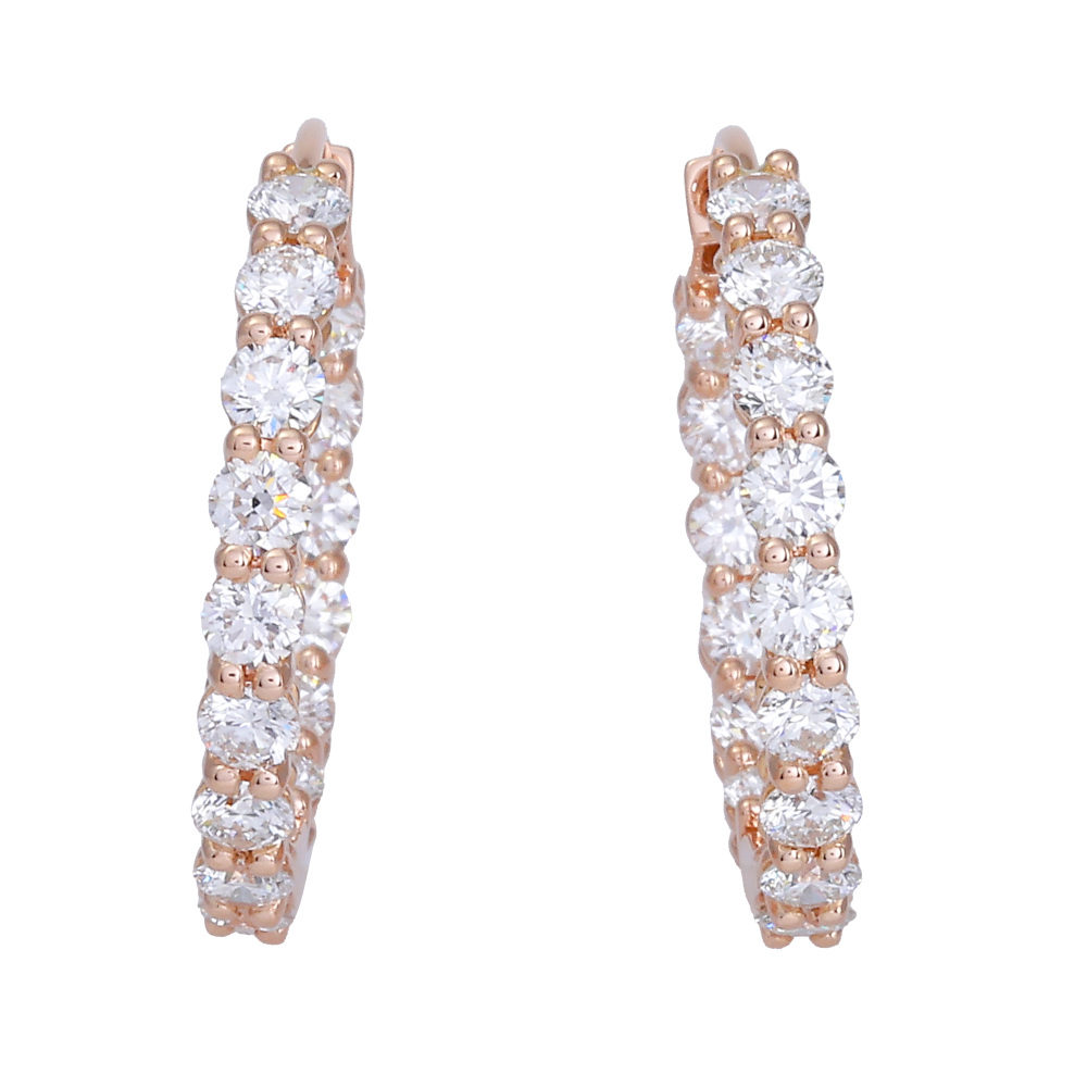 Tiffany & Co. Tiffany Hoop K18PG Pink Gold Earrings Diamond