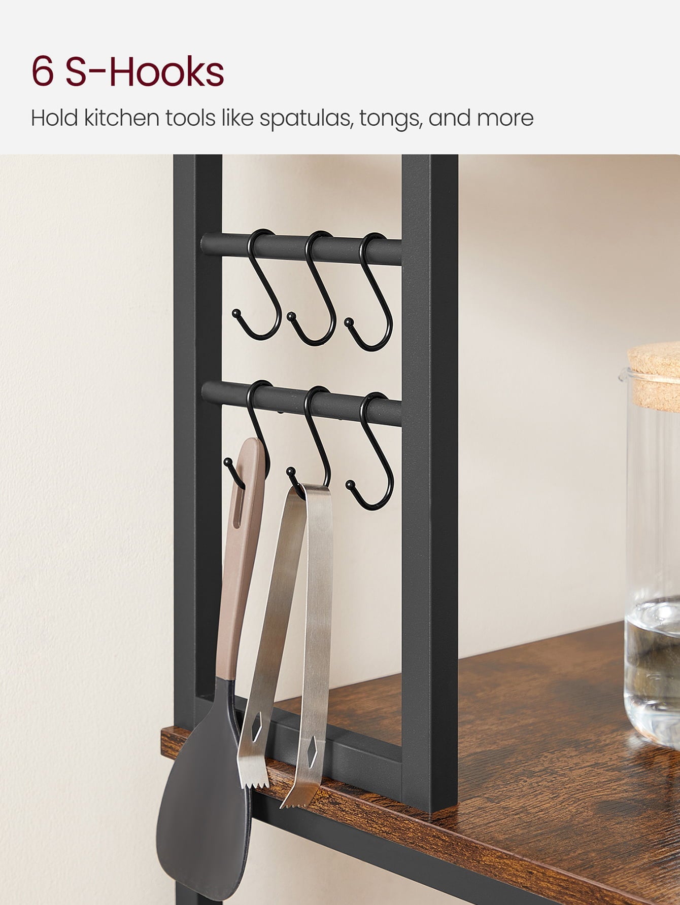 VASAGLE Baker’s Rack, Microwave Oven Stand, Rustic Brown and Black