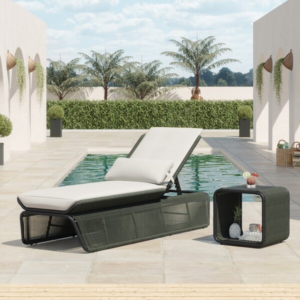 Corvus Corral 2piece Adjustable Outdoor Wicker Chaise Lounge Set with Sunbrella Cushion