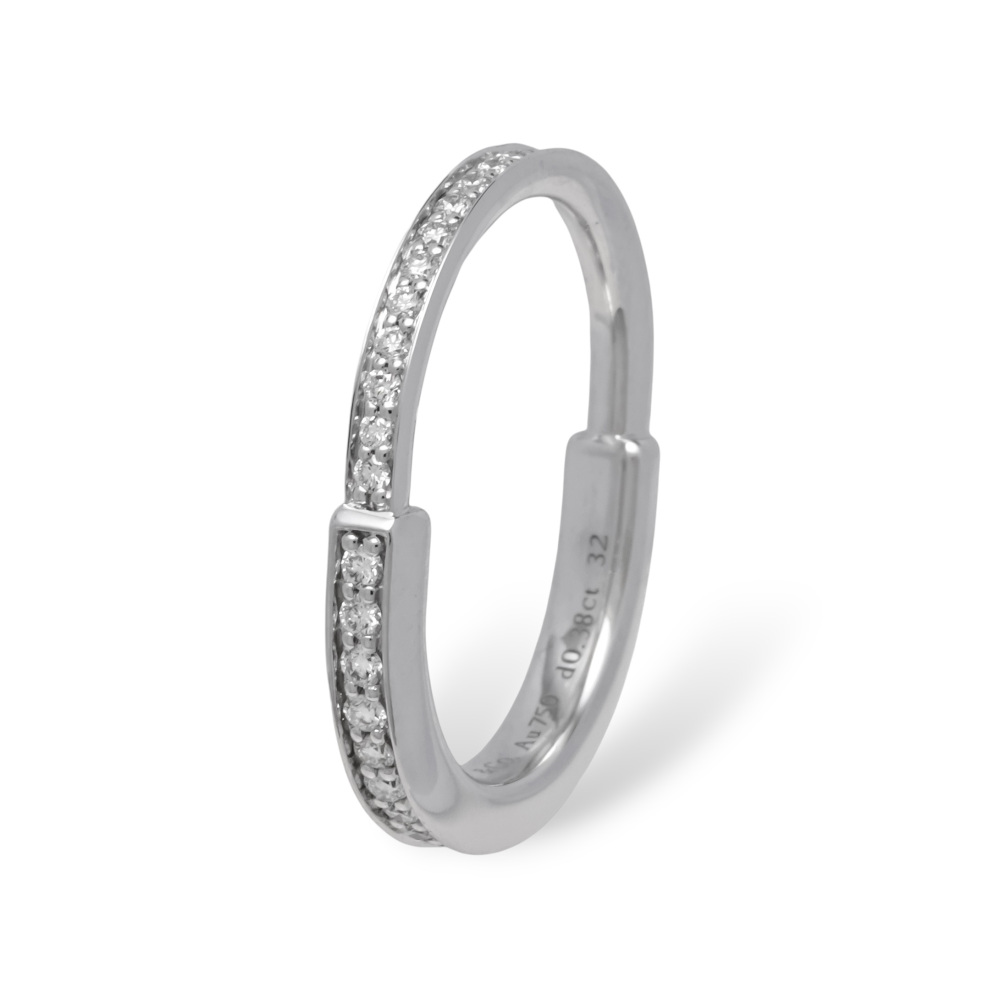 Tiffany & Co. Lock Ring 18K White Gold Diamond 72344901