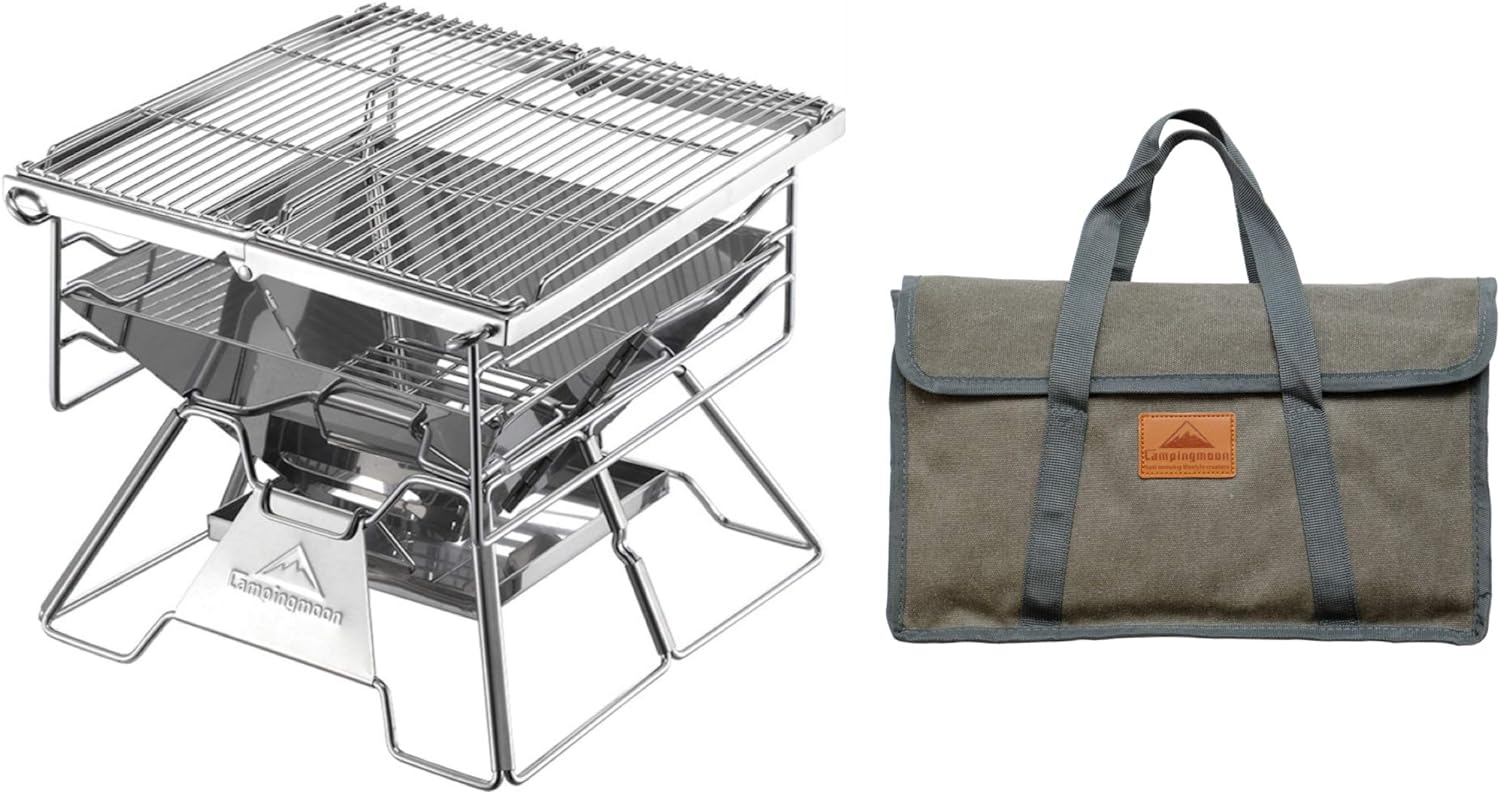 X-TWO X-TWO Openfire Stand, 3 Adjustable Heights, For 4-5 People, Barbecue Stove, Drum BBQ Stove, Storage Bag Included