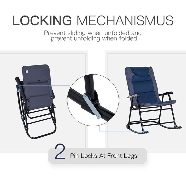 Outsunny Folding Rocking Chair Set with Padded Seat and Back,Pillow