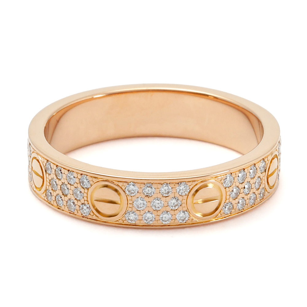 Cartier Love Wedding Ring Pavé Diamonds 18K Rose Gold Diamond B4085800