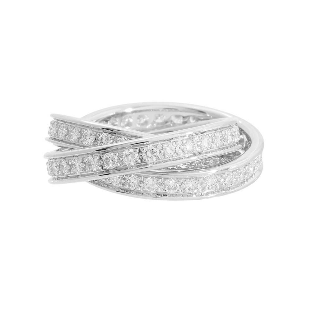 Cartier Trinity Three Bangles 18k White Gold Ring Diamond B4106200