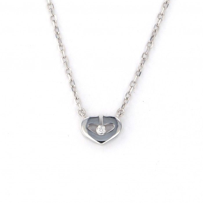Cartier C Heart Diamond Necklace 18K White Gold B7221600