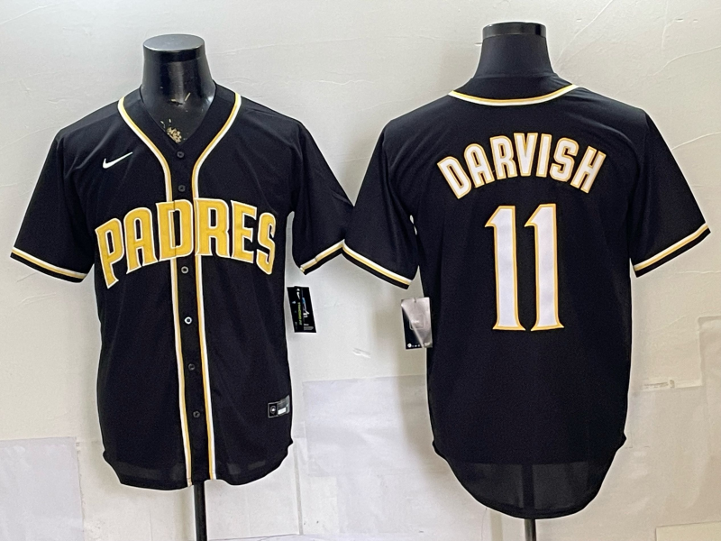 Men's San Diego Padres Yu Darvish #11 Fashion Replica Black Out Jersey