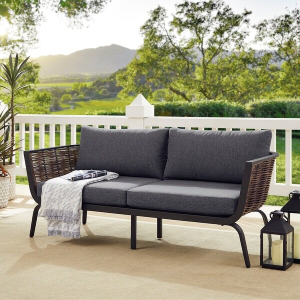 Renton Black Wicker Loveseat