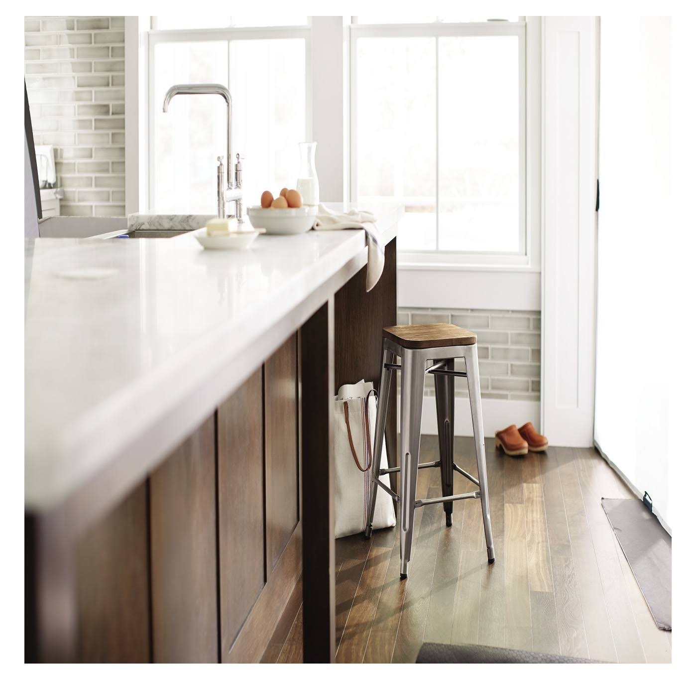 Threshold Hampden Industrial Wood Top Counter Stool - Size 24x22 Metal