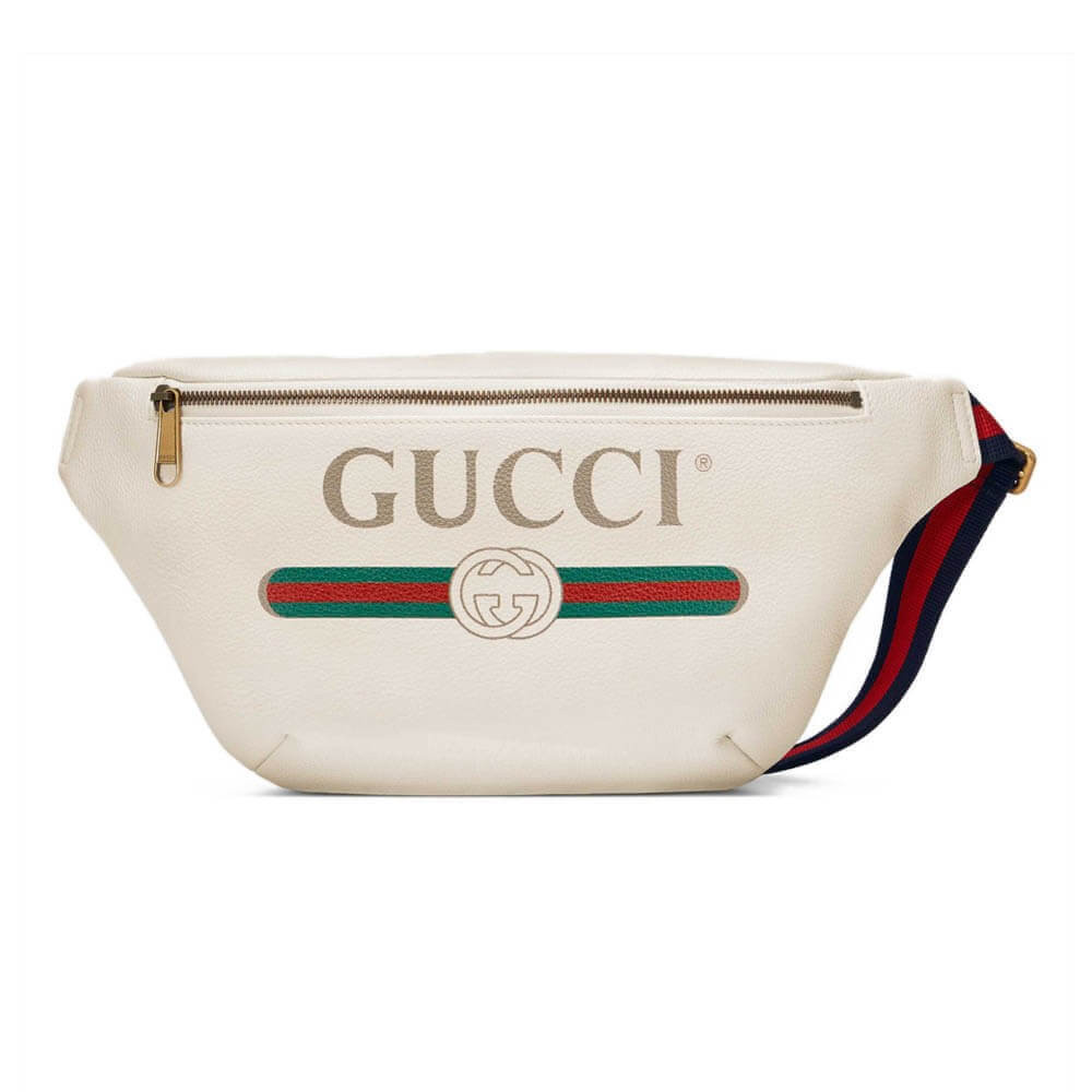 Gucci Print Leather Belt Bag White