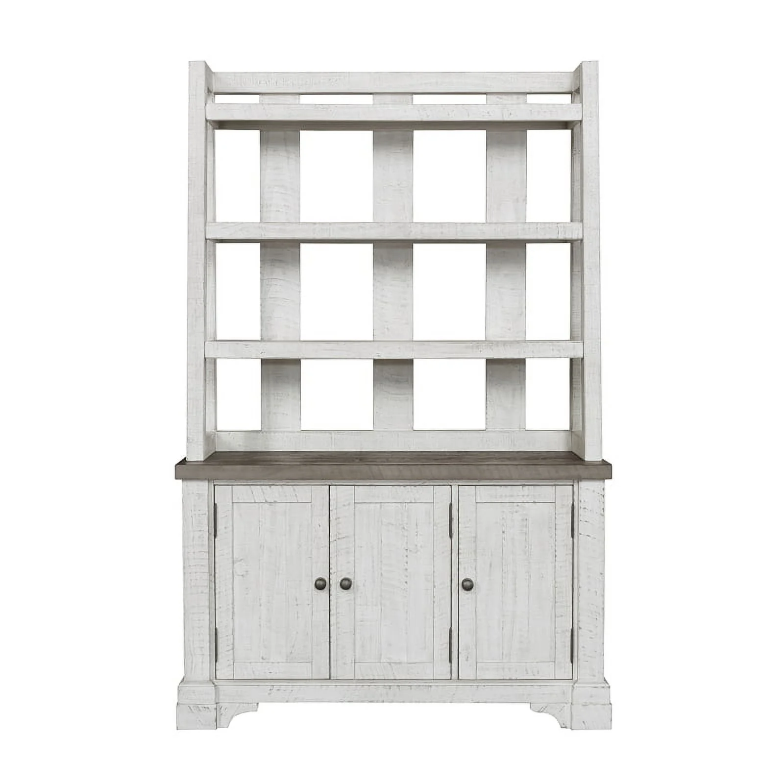 Pemberly Row Modern / Contemporay Credenza with Hutch in White Wood