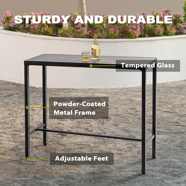 Patio 3Piece Textilene Bar Set with High Backrest,Black and Gray