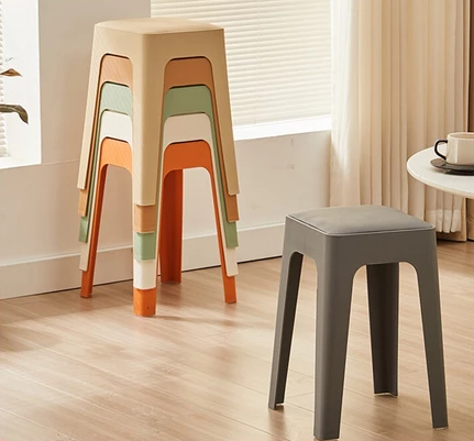 Soft pack square stool thickened plastic stool home stackable modern simple living room high board chair stool