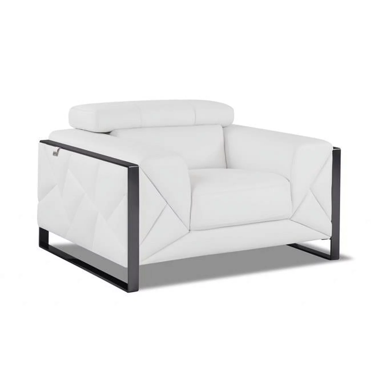 HomeRoots 476502 Mod Winter White Leather & Chrome Deco Accent Chair