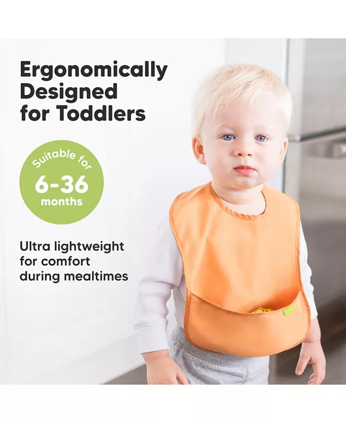 KeaBabies 3-Pack Waterproof Baby Bibs for Eating, Lightweight, Mess Proof Toddler Bibs with Food Catcher
