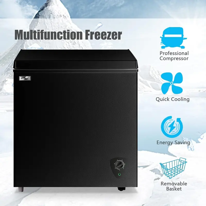 WANAI 5.0 Cu Ft Compact Chest Freezer – Top-Opening Design with Adjustable Thermostat & Energy Efficiency