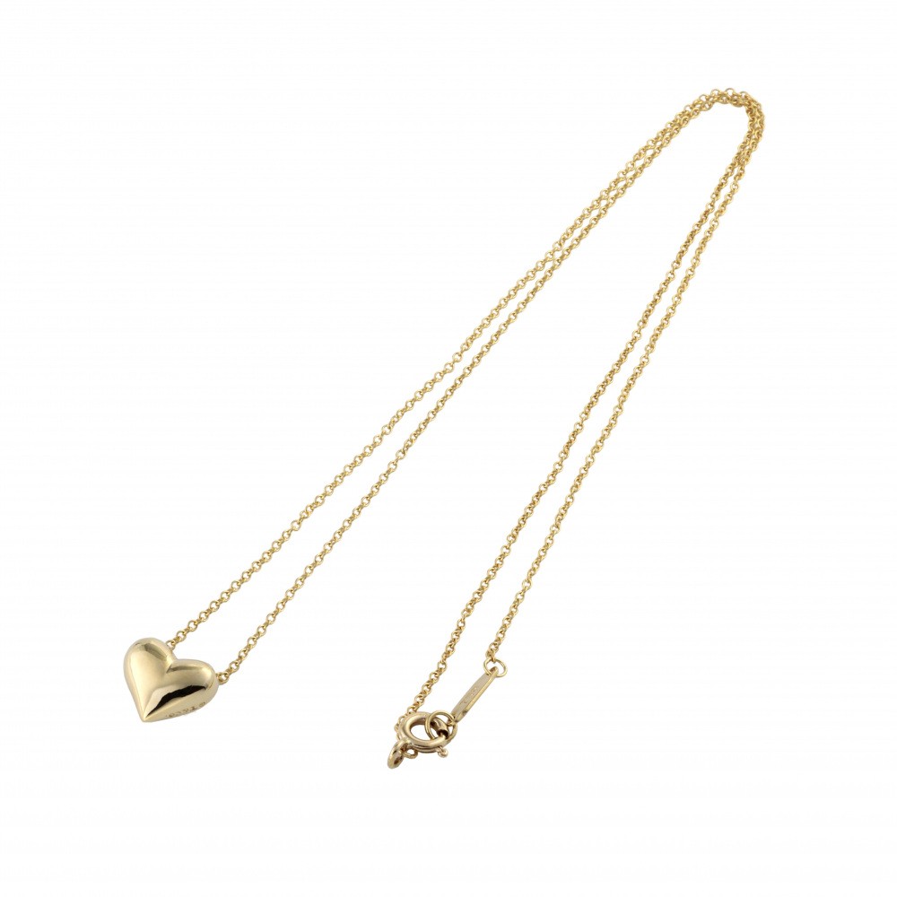 Tiffany & Co. Tiffany Dots Heart K18YG Yellow Gold PT950 Necklace Platinum & 18K Yellow Gold Diamond