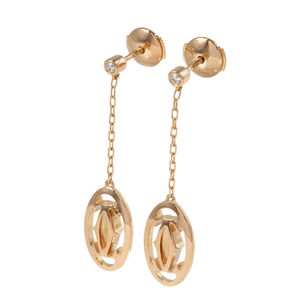 Cartier Double C Logo Earrings 18K Rose Gold B8043600