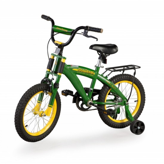 16″ Boys Bicycle, Kids Bike with Training Wheels and Front Hand Brake, Green